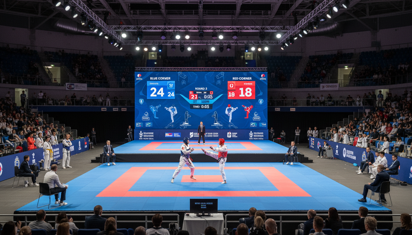 Group of colleagues greeting each other in a stylized blue duotone treatment